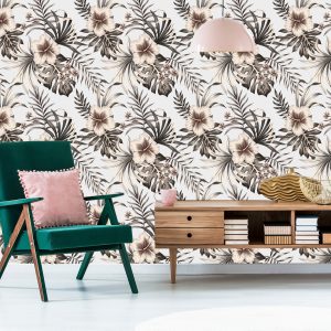 Papier Peint Feuilles De Fleurs Dans Un Style Vintage – Image 6