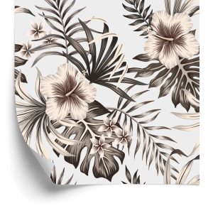 Papier Peint Feuilles De Fleurs Dans Un Style Vintage – Image 2