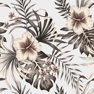 Papier Peint Feuilles De Fleurs Dans Un Style Vintage – Image 1