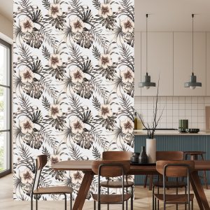 Papier Peint Feuilles De Fleurs Dans Un Style Vintage – Image 4