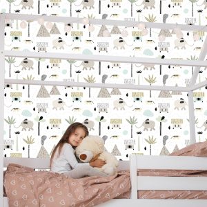 Papier Peint Pour Un Garçon, Animaux, Palmiers, Volcan – Image 7