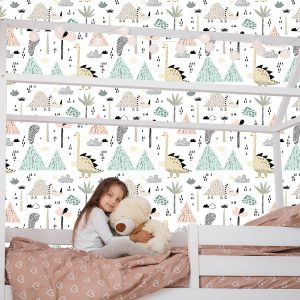 Papier Peint Pour Garçon Dinosaures Palmier Nuages – Image 7