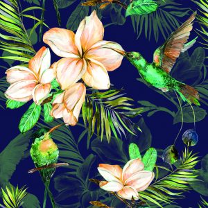 Papier Peint Plantes Tropicales Et Oiseaux – Image 1