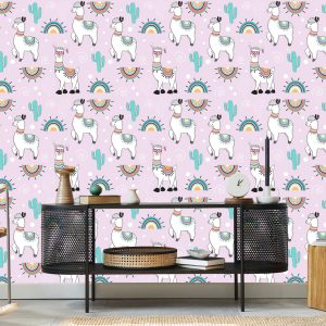 Papier Peint Pour Chambre D'enfant Lama Cacti Plantes – Image 5