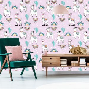 Papier Peint Pour Chambre D'enfant Lama Cacti Plantes – Image 6