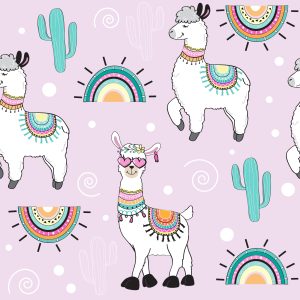 Papier Peint Pour Chambre D'enfant Lama Cacti Plantes – Image 1