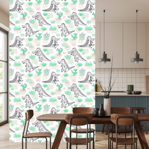 Papier Peint Pour Les Enfants Crocodiles, Fleurs De Cactus – Image 4