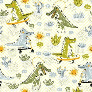 Papier Peint Pour Les Enfants, Les Crocodiles, Les Cactus, Les Planches À Roulettes – Image 1