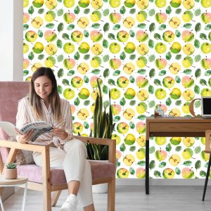 Papier Peint Fruits, Apple, Feuilles, Cuisine Verte – Image 7