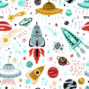 Papier Peint Étoiles Vaisseaux Spatiaux Chambre D'enfants – Image 1