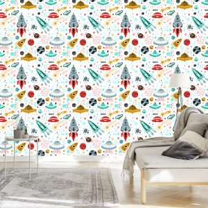 Papier Peint Étoiles Vaisseaux Spatiaux Chambre D'enfants – Image 3