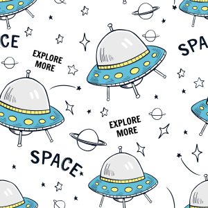 Papier Peint Planet Star Rockets Pour Chambre D'enfant – Image 1