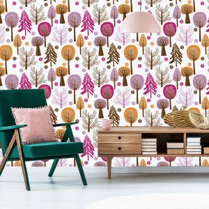 Papier Peint Arbre Forestier Coloré Pour Chambre D'enfant – Image 6