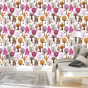 Papier Peint Arbre Forestier Coloré Pour Chambre D'enfant – Image 3