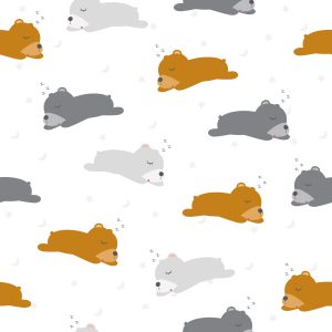 Papier Peint Ours En Peluche Endormi Les Étoiles Lunes – Image 1