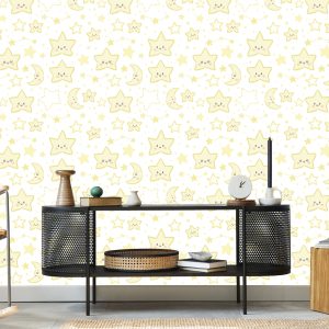 Papier Peint Pour Les Enfants - Étoiles Et Lunes Souriantes – Image 5