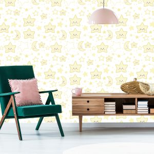 Papier Peint Pour Les Enfants - Étoiles Et Lunes Souriantes – Image 6