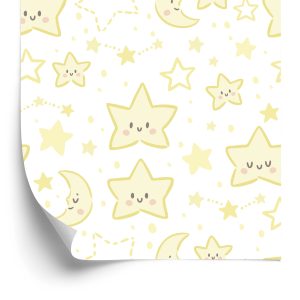 Papier Peint Pour Les Enfants - Étoiles Et Lunes Souriantes – Image 2