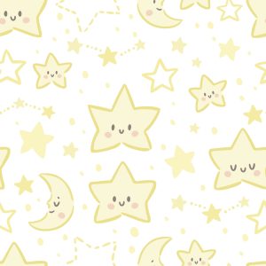 Papier Peint Pour Les Enfants - Étoiles Et Lunes Souriantes – Image 1