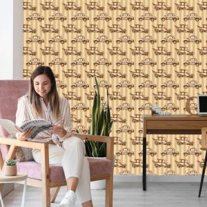 Papier Peint Pour Les Enfants - Voitures De Style Rétro – Image 7