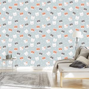 Papier Peint Pour Les Enfants - Chatons Et Cercles – Image 3