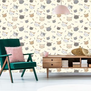 Papier Peint Pour Les Enfants - Chatons Et Poissons – Image 6