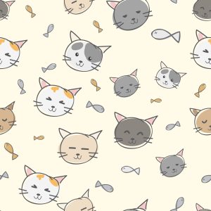 Papier Peint Pour Les Enfants - Chatons Et Poissons – Image 1