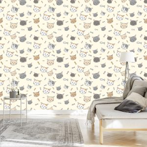 Papier Peint Pour Les Enfants - Chatons Et Poissons – Image 3