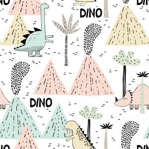 Papier Peint Pastel Volcanoes Dinosaures Pour Garçon – Image 1