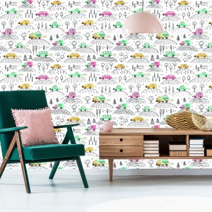 Papier Peint Chambre D'enfants Dans Les Voitures, Camions – Image 6