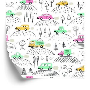 Papier Peint Chambre D'enfants Dans Les Voitures, Camions – Image 2