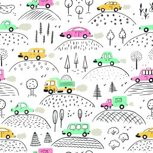 Papier Peint Chambre D'enfants Dans Les Voitures, Camions – Image 1