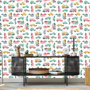 Papier Peint Panneaux De Signalisation De Voitures Colorées Pour Enfants – Image 5