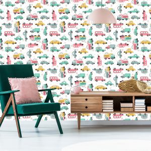 Papier Peint Panneaux De Signalisation De Voitures Colorées Pour Enfants – Image 6