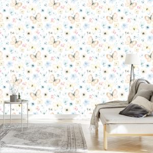 Papier Peint Pour Les Enfants, Papillons, Fleurs, Plantes – Image 3