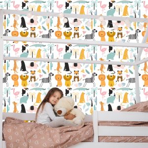 Papier Peint Pour Un Garçon, Des Animaux, Des Crocodiles, Des Lions, Des Palmiers – Image 7