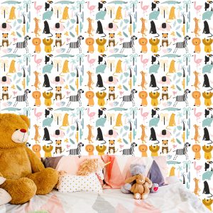 Papier Peint Pour Un Garçon, Des Animaux, Des Crocodiles, Des Lions, Des Palmiers – Image 6