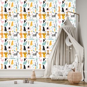 Papier Peint Pour Un Garçon, Des Animaux, Des Crocodiles, Des Lions, Des Palmiers – Image 3