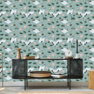 Papier Peint Belles Grues Et Fleurs – Image 5