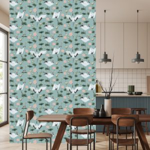 Papier Peint Belles Grues Et Fleurs – Image 4