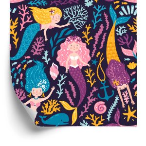 Papier Peint Chambre D'enfants De Dessin Animé De Sirène De Conte De Fées – Image 2