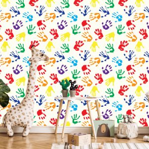Papier Peint Pour Les Enfants - Empreintes De Mains Colorées – Image 5