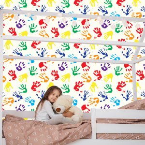 Papier Peint Pour Les Enfants - Empreintes De Mains Colorées – Image 7