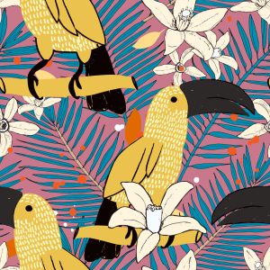 Papier Peint Toucans Et Fleurs – Image 1