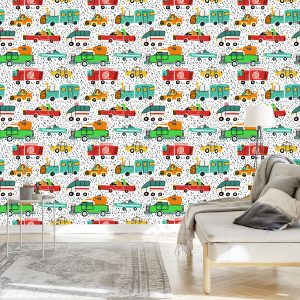 Papier Peint Voitures D'animaux Colorées Pour La Chambre De Bébé – Image 3