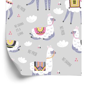 Papier Peint Nuages ​​Lama Animaux Pour Une Chambre D'enfant – Image 2