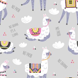 Papier Peint Nuages ​​Lama Animaux Pour Une Chambre D'enfant – Image 1