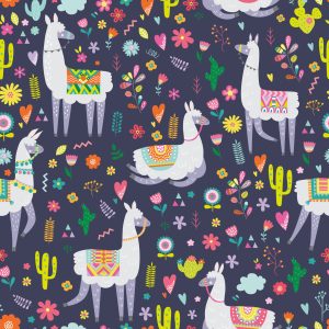 Papier Peint Cactus Plants Chambre D'enfant Avec Lamas – Image 1