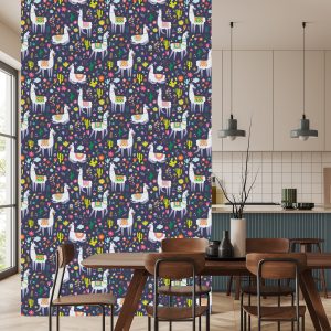 Papier Peint Cactus Plants Chambre D'enfant Avec Lamas – Image 4