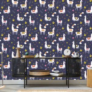 Papier Peint Animaux Arc-En-Ciel Pour La Chambre De Bébé Du Lama – Image 5